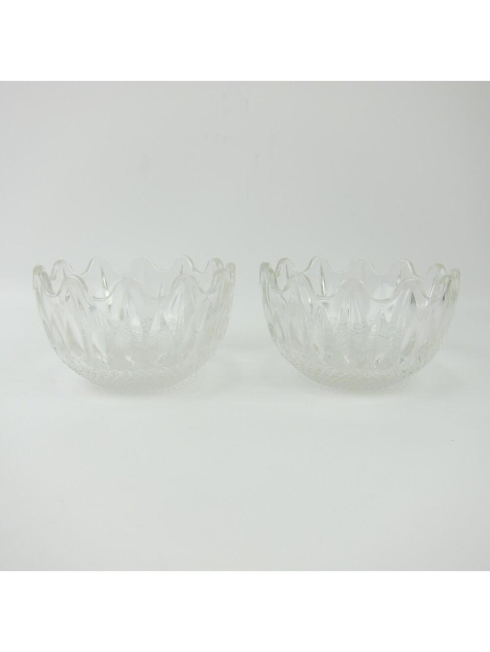 Vintage Clear Glass 2 Piece Interlocking Bowl Candy Dish Patterned Nut Snacks - Picture 2 of 16